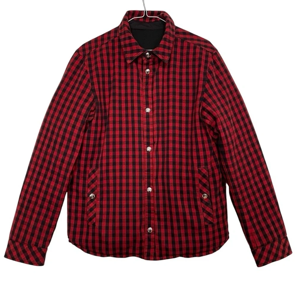 WOOLRICH Reversible Puffer Jacket Men S Buffalo Checked Goose Down Feathers Snap